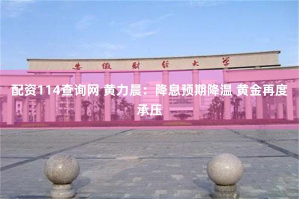 配资114查询网 黄力晨：降息预期降温 黄金再度承压
