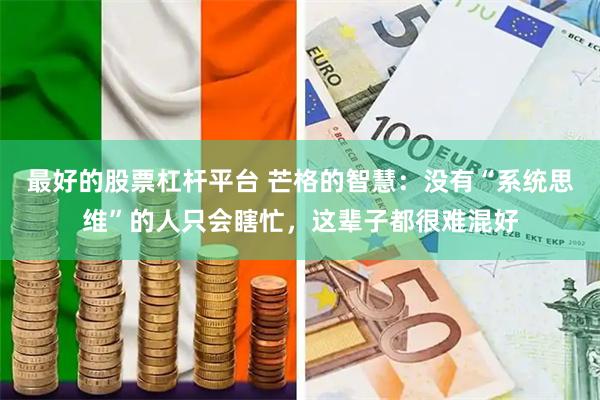 最好的股票杠杆平台 芒格的智慧:没有“系统思维”的人只会瞎忙,这辈子都很难混好