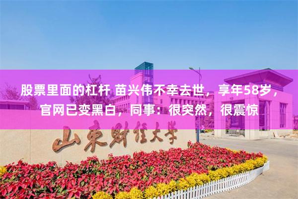 股票里面的杠杆 苗兴伟不幸去世，享年58岁，官网已变黑白，同事：很突然，很震惊